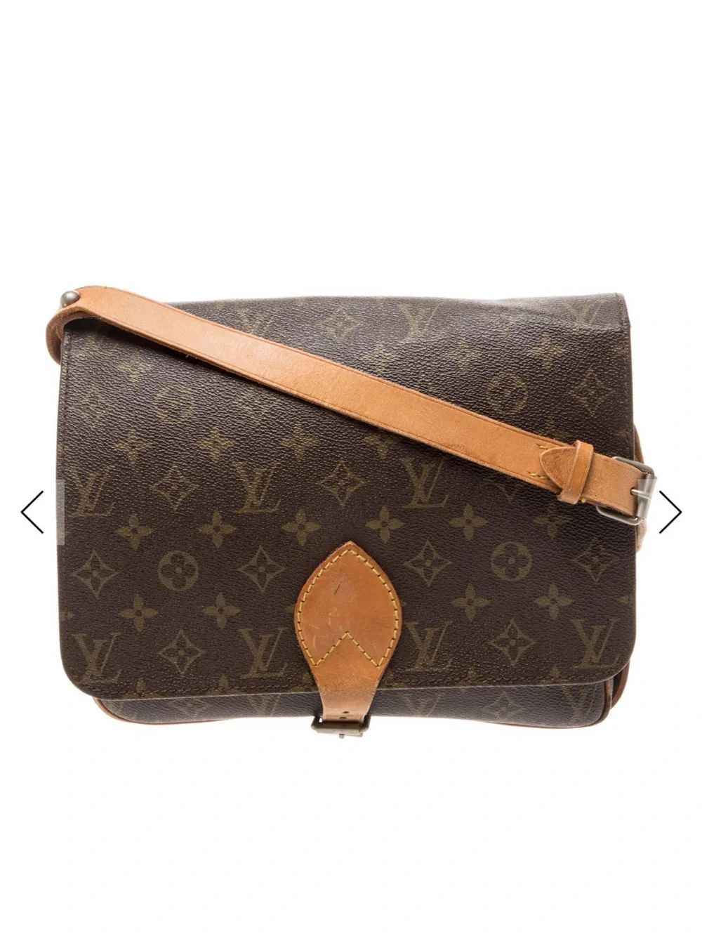 Vintage Louis Vuitton LV Monogram Cartouchière GM Tan and Brown Messenger Bag
